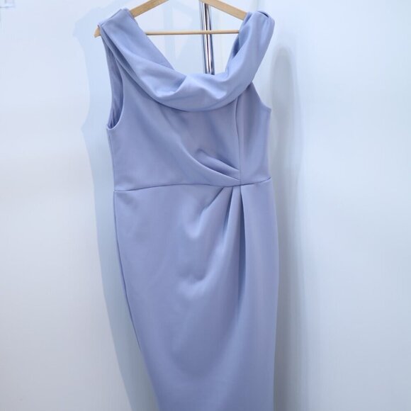 ASOS DESIGN Lavender Off-Shoulder Midi Dress with Draped Detail, Size 12 - Picture 5 of 5